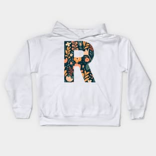 Whimsical Floral Letter R Kids Hoodie